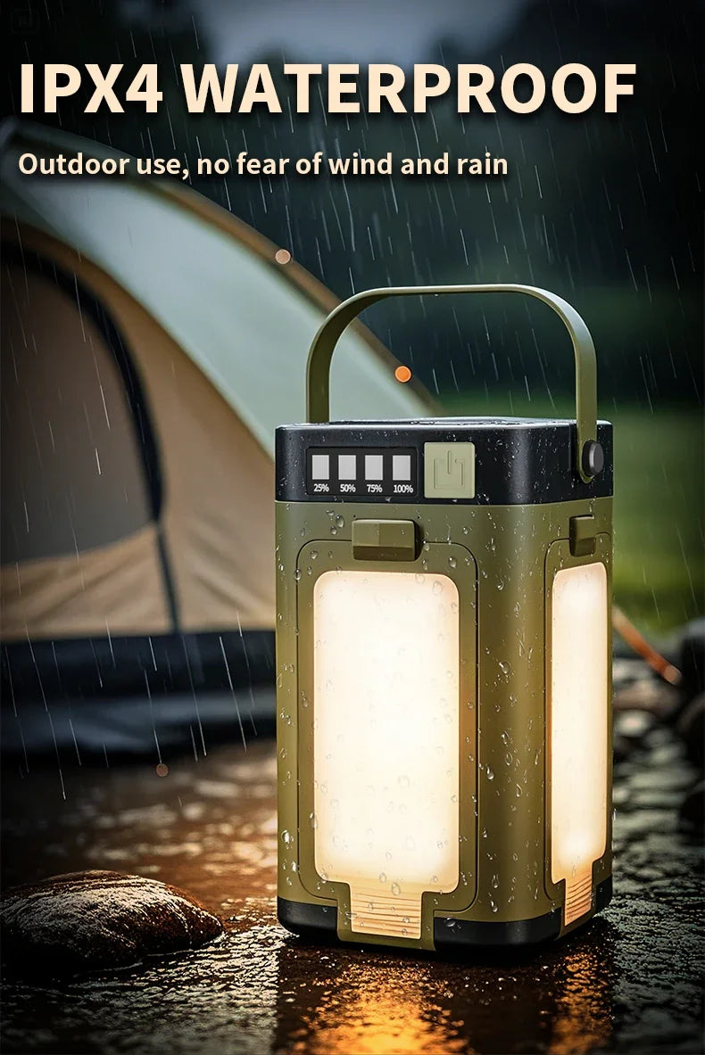 Solar LED Rechargeable Lantern (6 Modes, Power Bank)