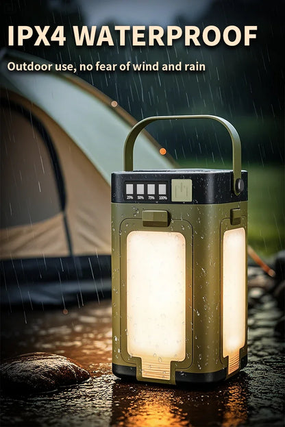 Solar LED Rechargeable Lantern (6 Modes, Power Bank)