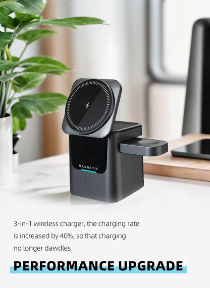 Magnetic 3-in-1 Wireless Charging Station (15W)