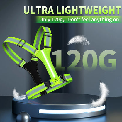 LED Reflective Running Vest (USB Rechargeable)