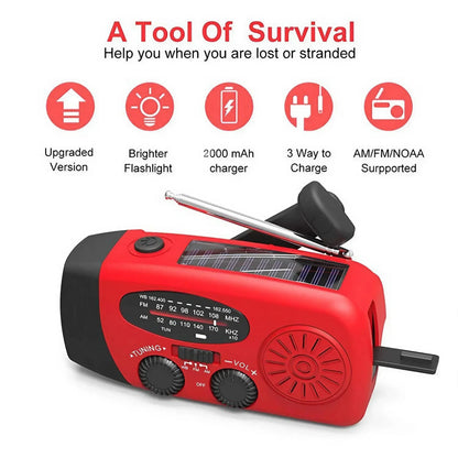 Solar Hand Crank Emergency Radio (AM/FM, Flashlight)
