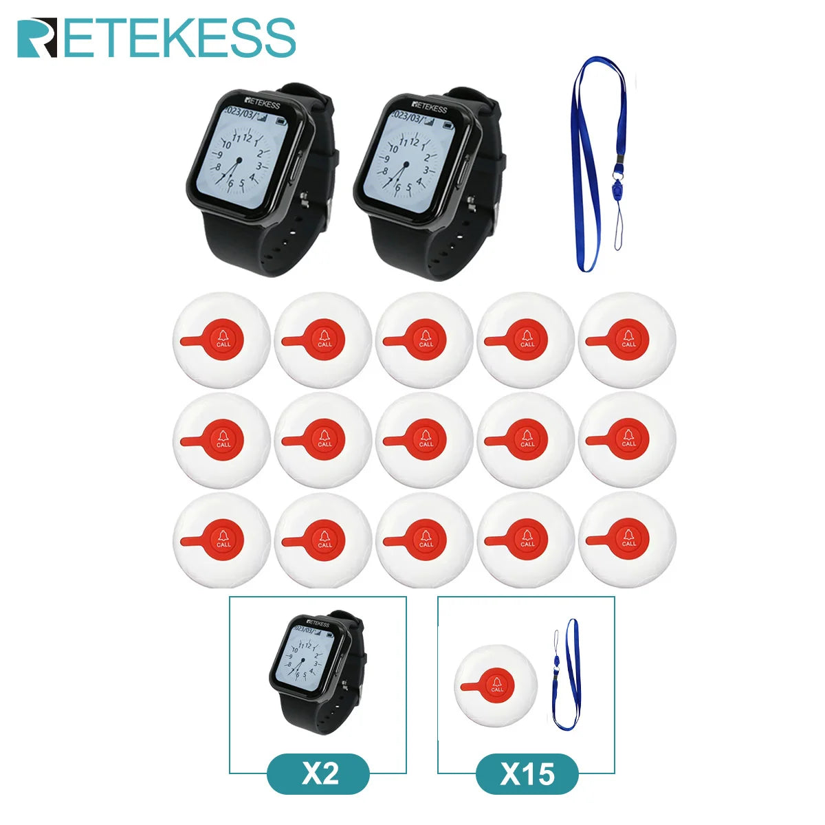 Retekess Wireless Caregiver Call System (Pager & SOS Alert)