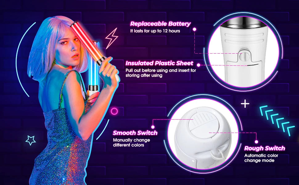 K-Pop Color Changing Lightstick (15 Colors, Reusable)