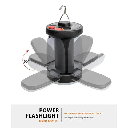 Solar LED Rechargeable Lantern (6 Modes, Power Bank)