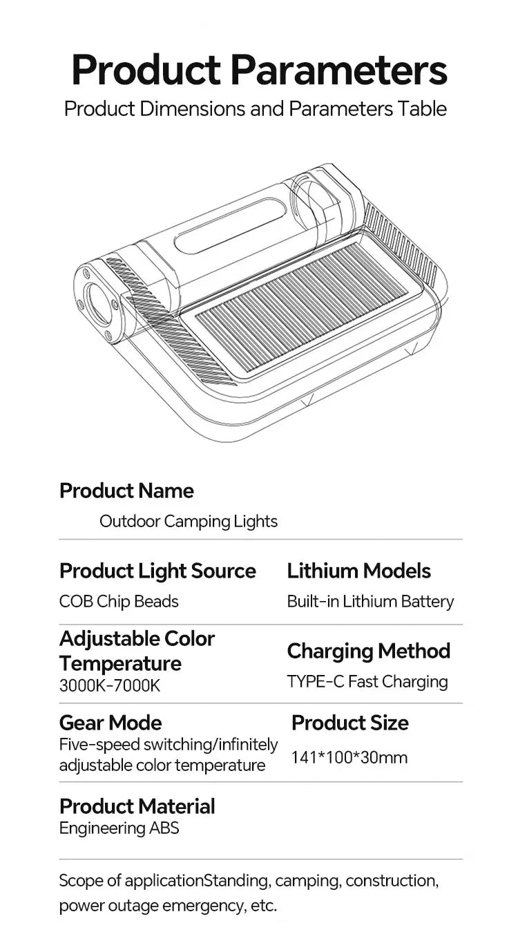 Super Bright Solar Camping Lantern (2000LM, 5000mAh)