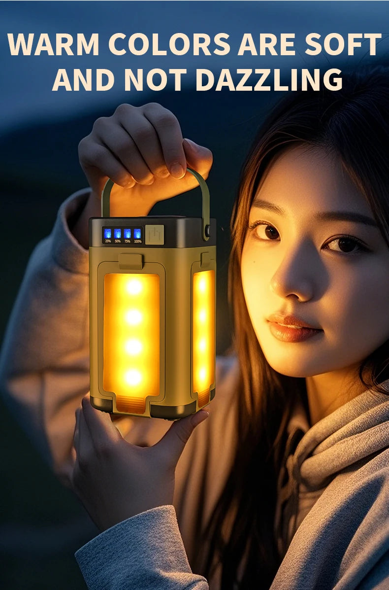 Solar LED Rechargeable Lantern (6 Modes, Power Bank)