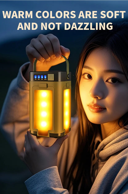 Solar LED Rechargeable Lantern (6 Modes, Power Bank)