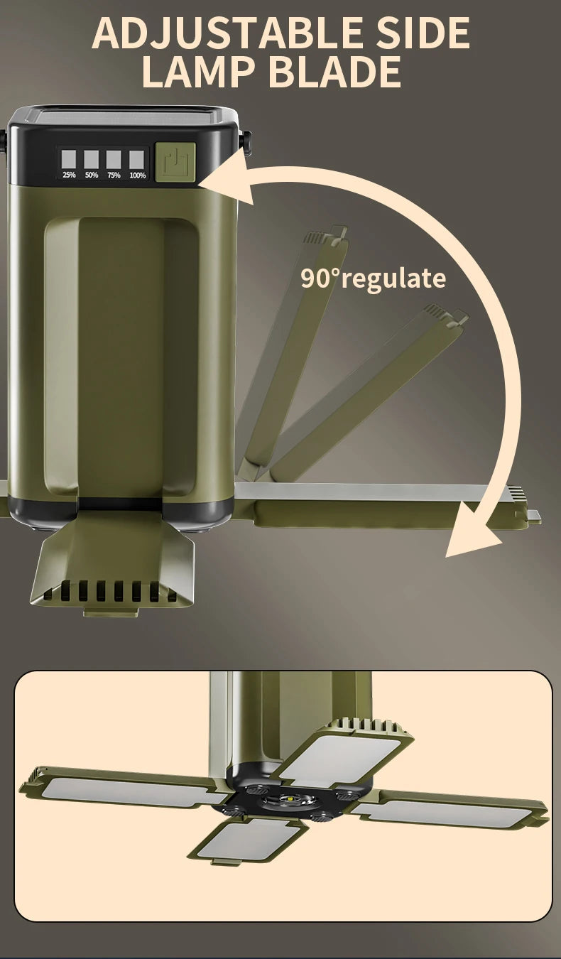 Solar LED Rechargeable Lantern (6 Modes, Power Bank)