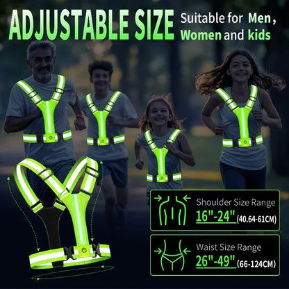 LED Reflective Running Vest (USB Rechargeable)
