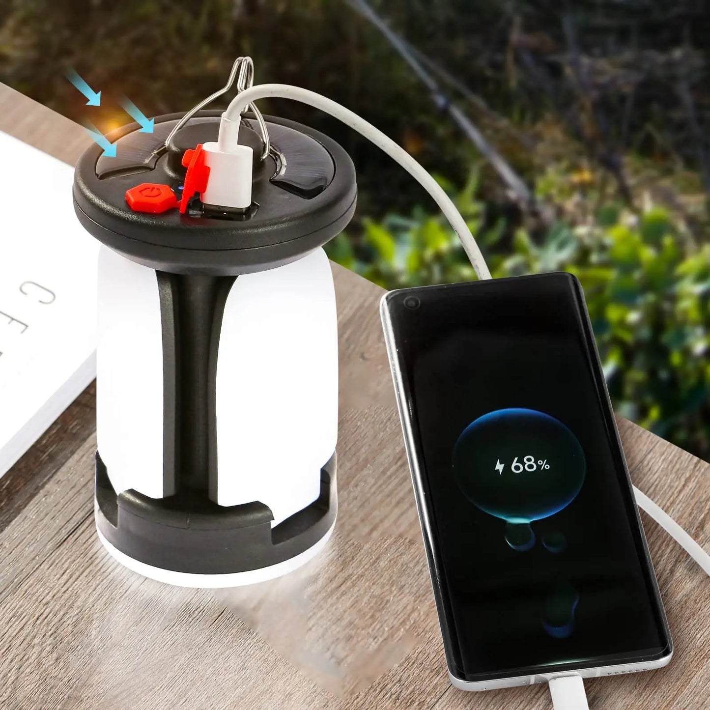 Solar LED Rechargeable Lantern (6 Modes, Power Bank)