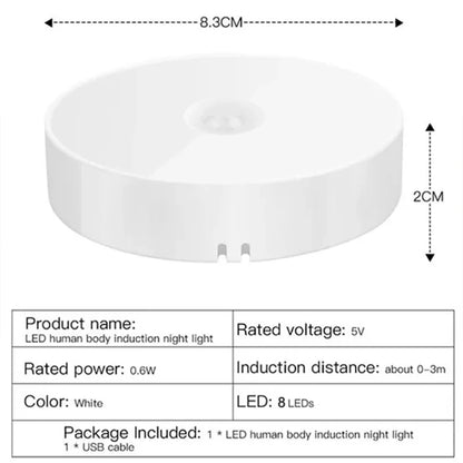PIR Motion Sensor LED Night Light (USB Rechargeable)