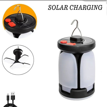 Solar LED Rechargeable Lantern (6 Modes, Power Bank)