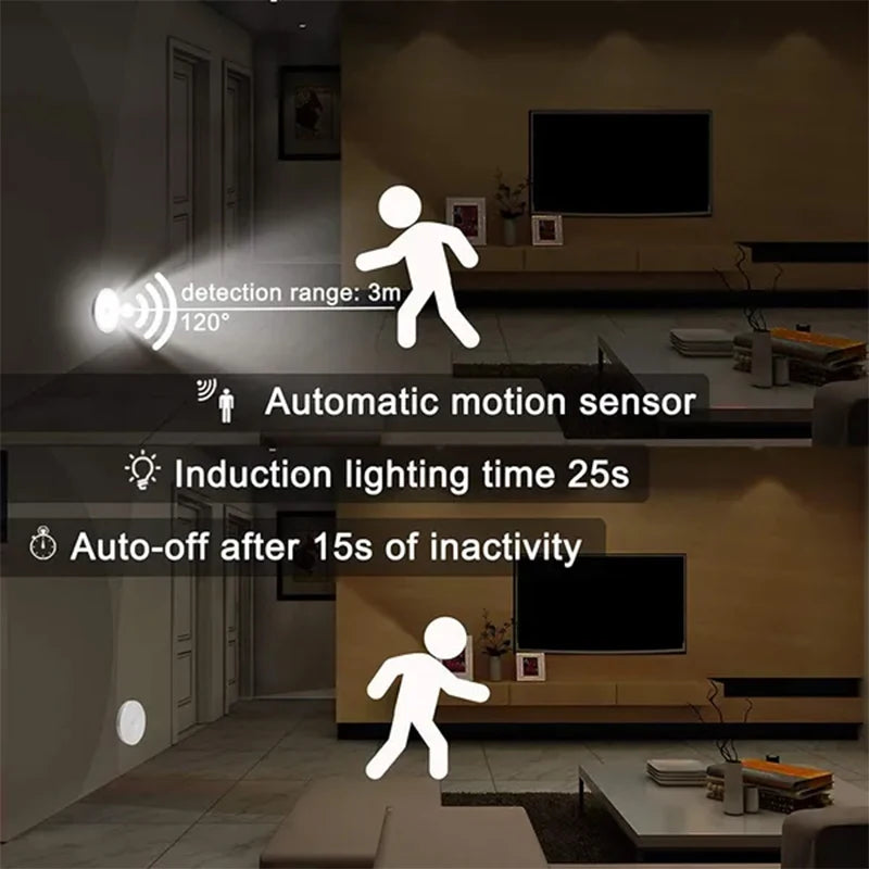 PIR Motion Sensor LED Night Light (USB Rechargeable)