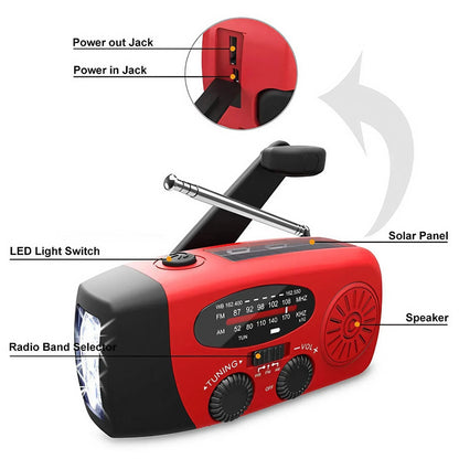 Solar Hand Crank Emergency Radio (AM/FM, Flashlight)