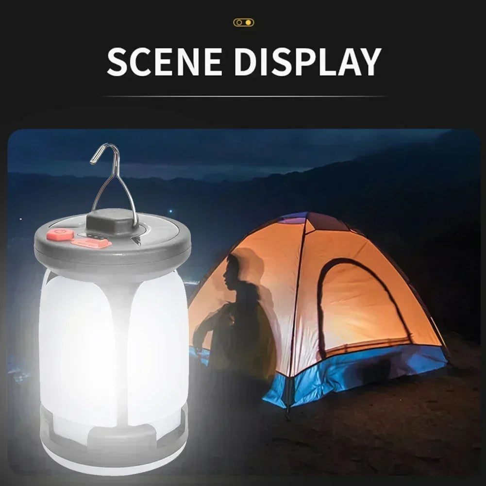 Solar LED Rechargeable Lantern (6 Modes, Power Bank)