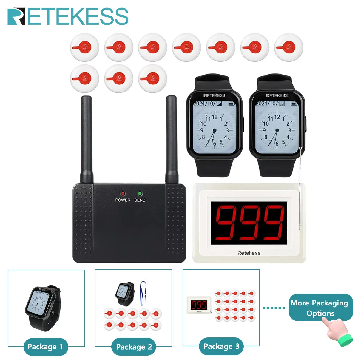 Retekess Wireless Caregiver Call System (Pager & SOS Alert)