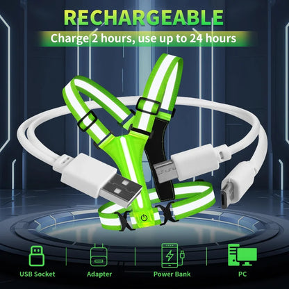 LED Reflective Running Vest (USB Rechargeable)