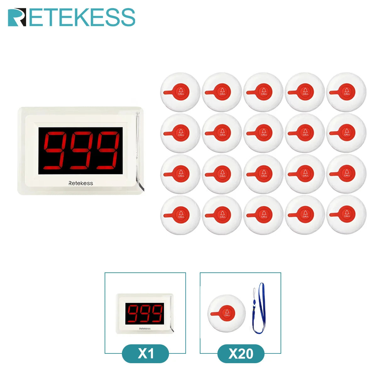 Retekess Wireless Caregiver Call System (Pager & SOS Alert)