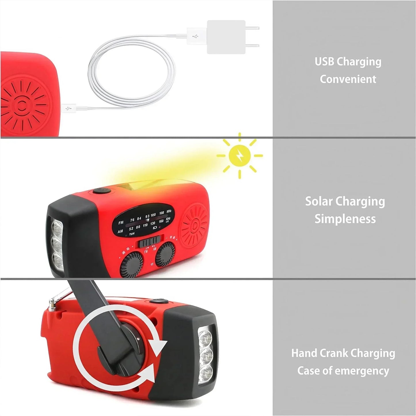 Solar Hand Crank Emergency Radio (AM/FM, Flashlight)