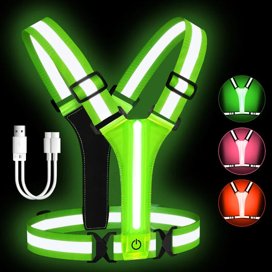 LED Reflective Running Vest (USB Rechargeable)