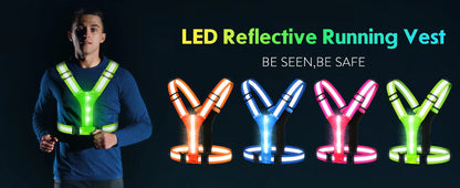 LED Reflective Running Vest (USB Rechargeable)