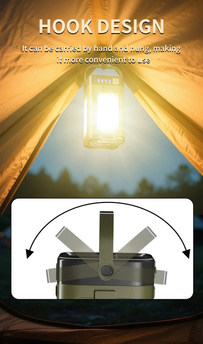 Solar LED Rechargeable Lantern (6 Modes, Power Bank)