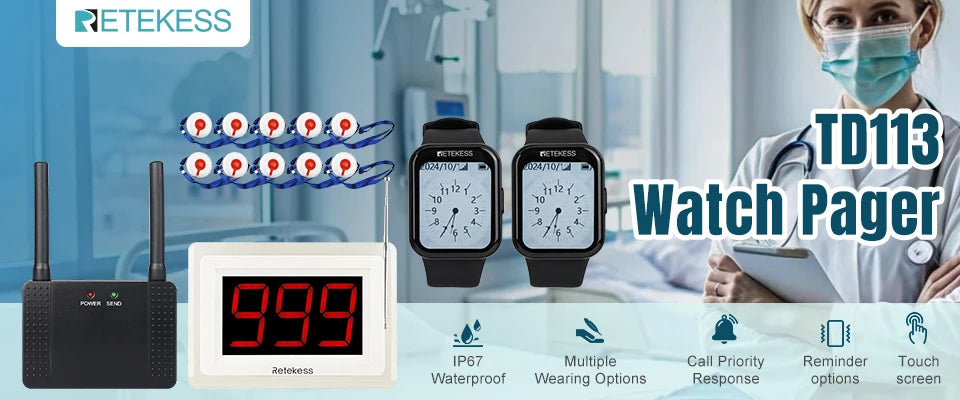 Retekess Wireless Caregiver Call System (Pager & SOS Alert)