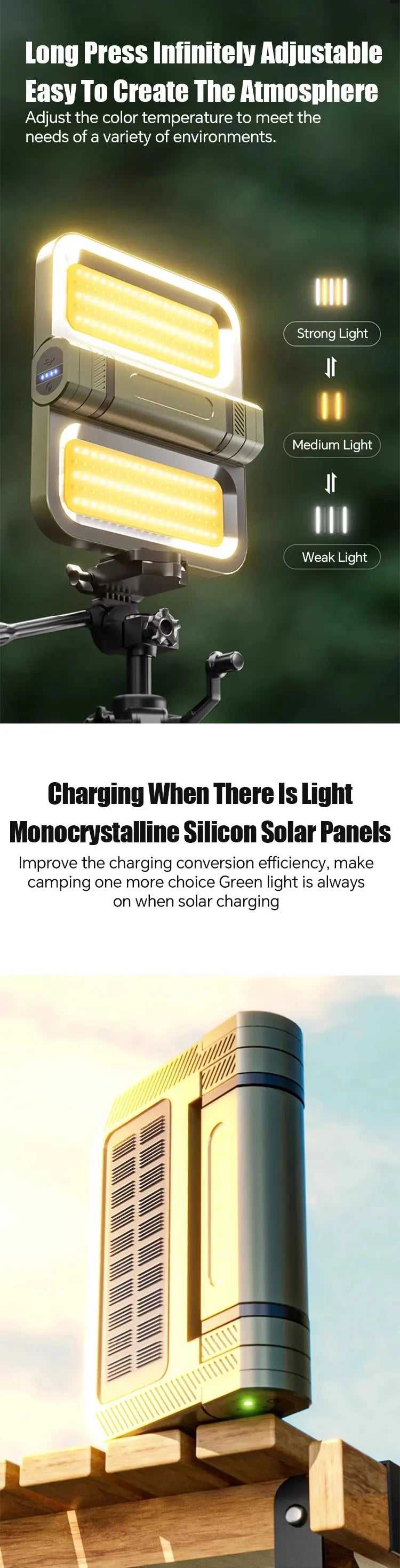 Super Bright Solar Camping Lantern (2000LM, 5000mAh)