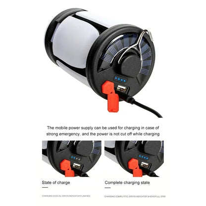 Solar LED Rechargeable Lantern (6 Modes, Power Bank)