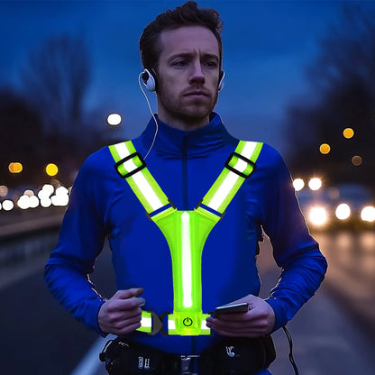 LED Reflective Running Vest (USB Rechargeable)