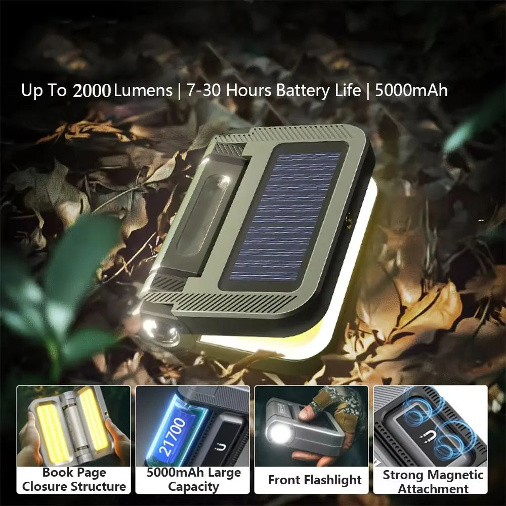 Super Bright Solar Camping Lantern (2000LM, 5000mAh)