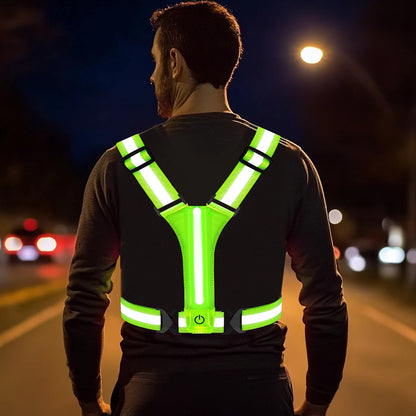 LED Reflective Running Vest (USB Rechargeable)