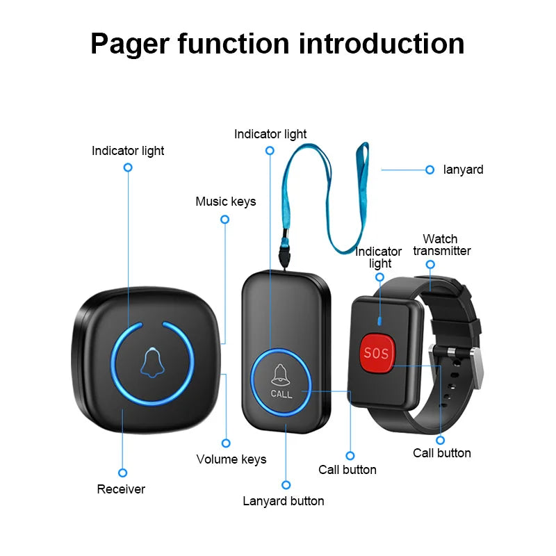 Wireless SOS Call Button (Lanyard Emergency Pager)