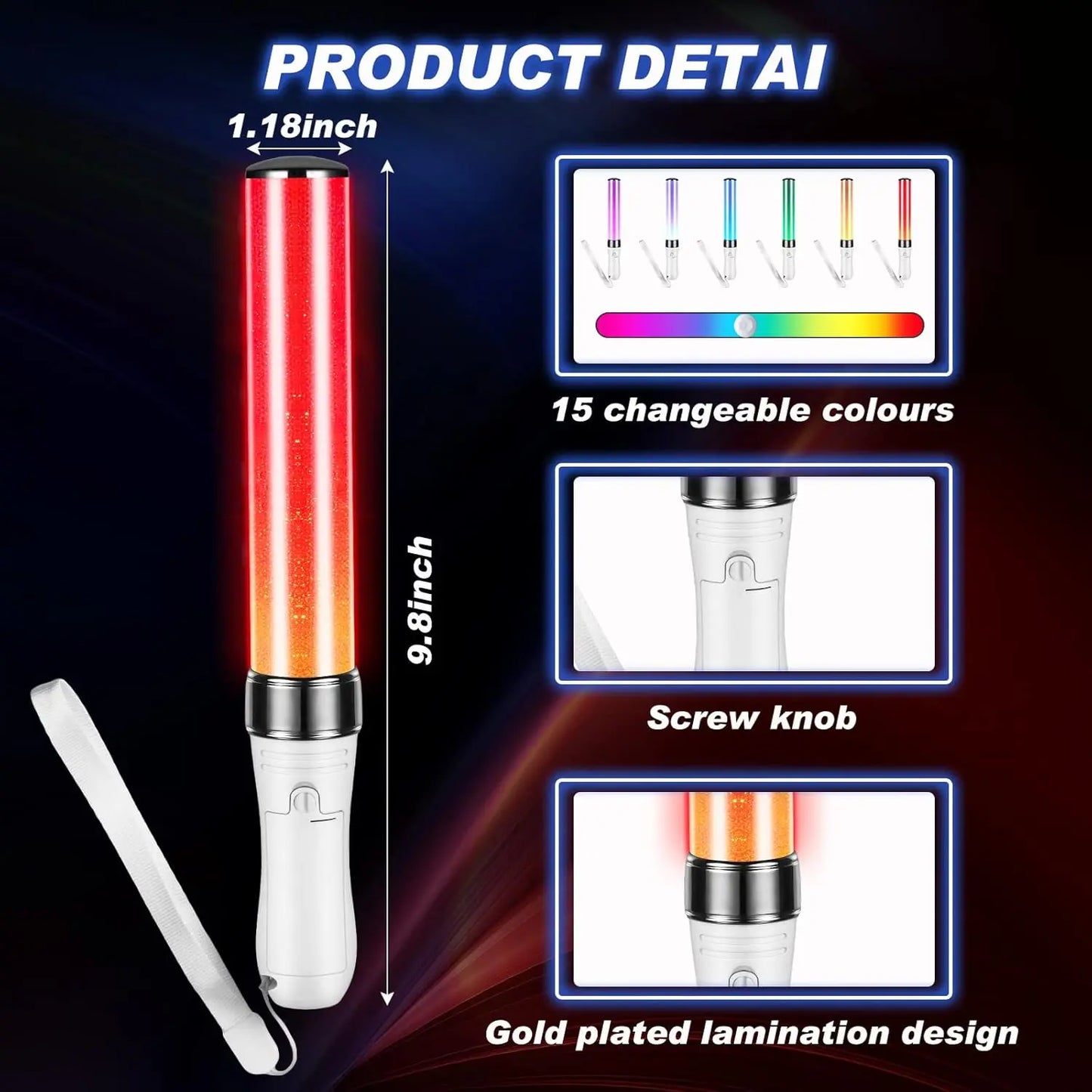 K-Pop Color Changing Lightstick (15 Colors, Reusable)