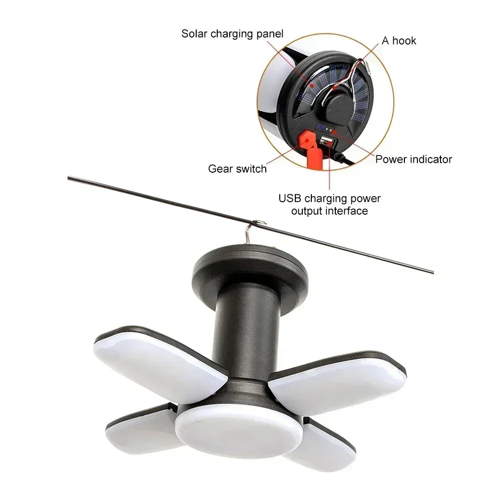 Solar LED Rechargeable Lantern (6 Modes, Power Bank)