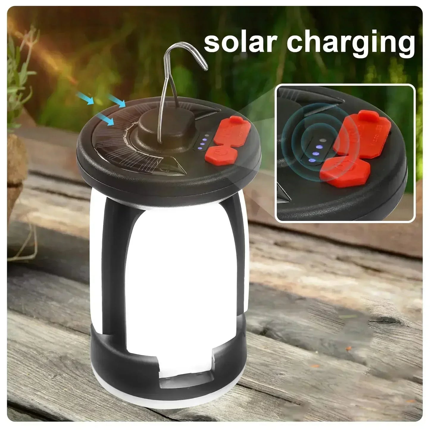 Solar LED Rechargeable Lantern (6 Modes, Power Bank)