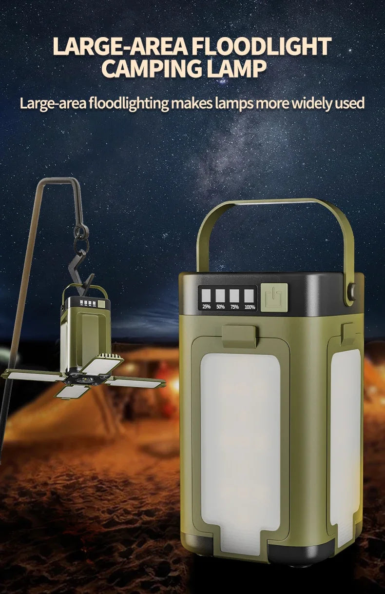 Solar LED Rechargeable Lantern (6 Modes, Power Bank)