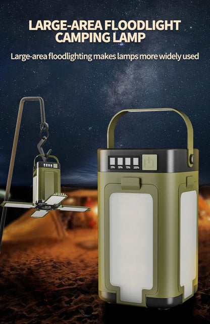 Solar LED Rechargeable Lantern (6 Modes, Power Bank)