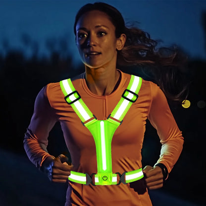 LED Reflective Running Vest (USB Rechargeable)