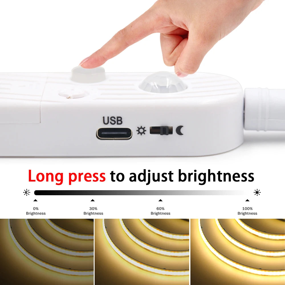 5V Motion Sensor COB LED Strip Light (USB Powered)
