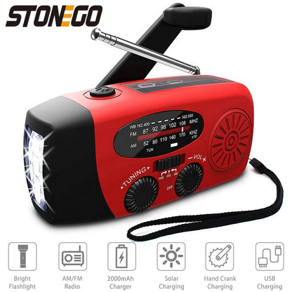 Solar Hand Crank Emergency Radio (AM/FM, Flashlight)