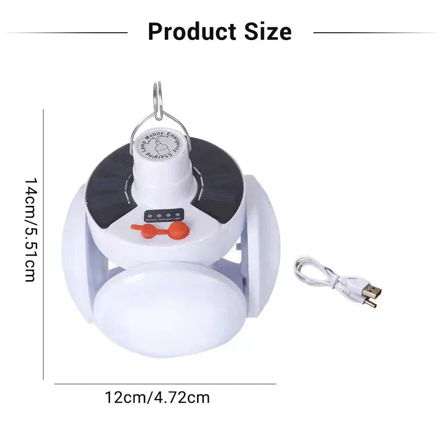 Solar LED Rechargeable Lantern (6 Modes, Power Bank)