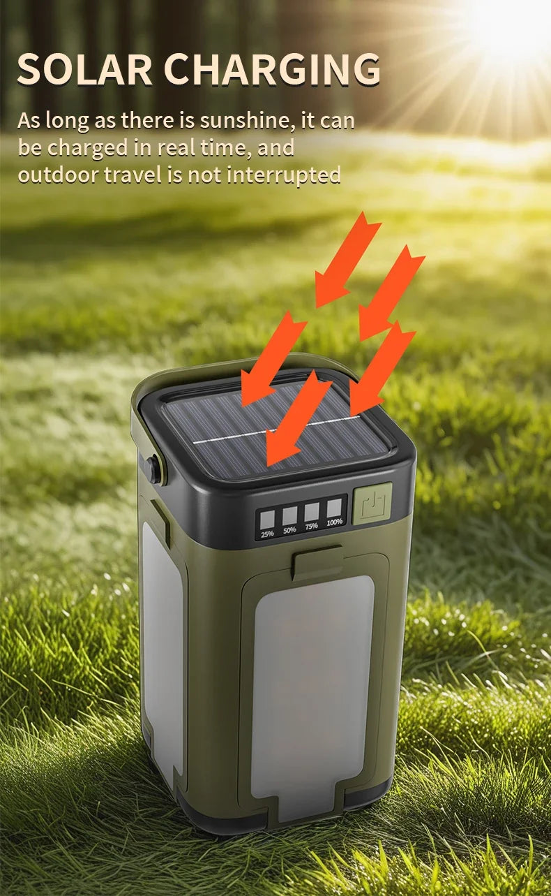 Solar LED Rechargeable Lantern (6 Modes, Power Bank)