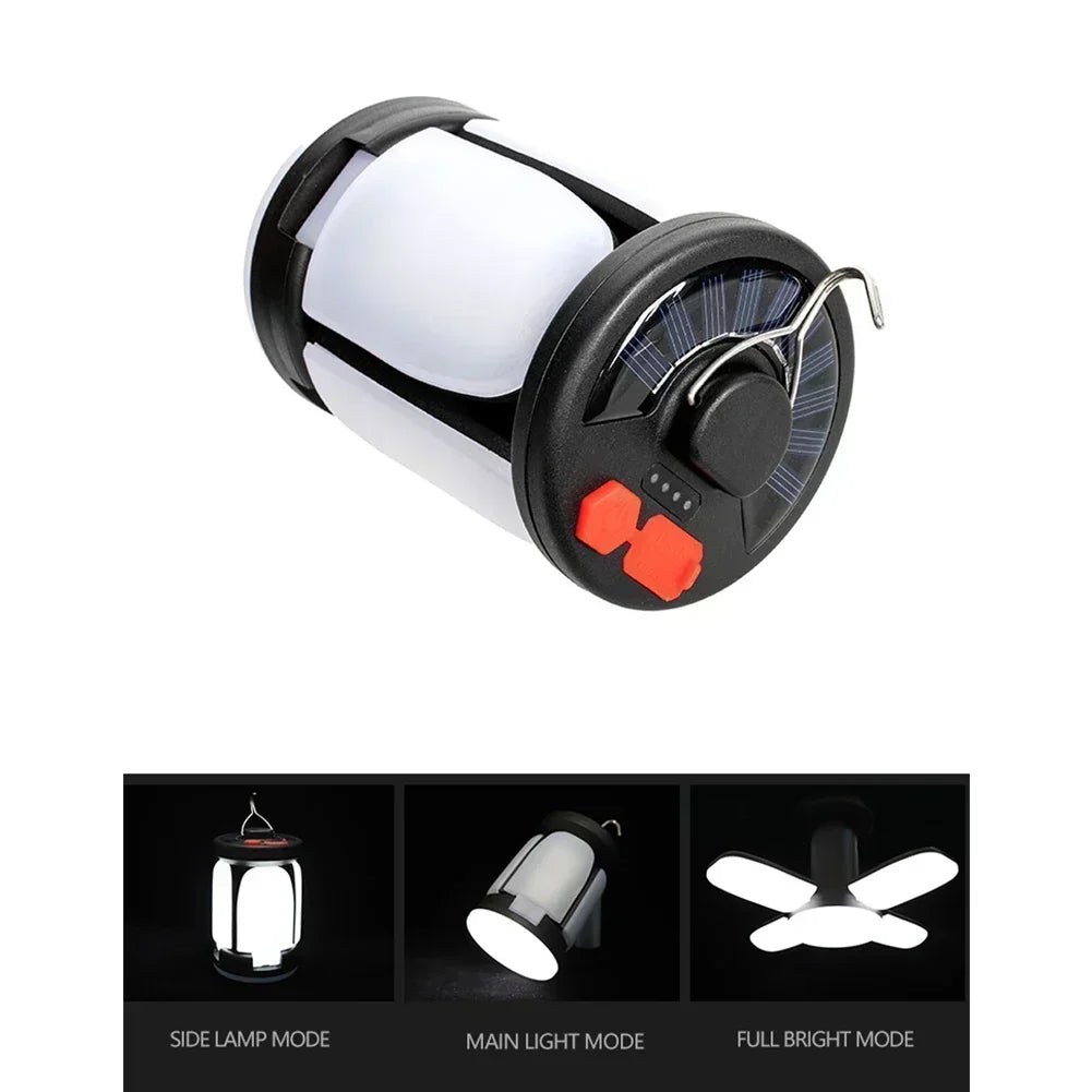 Solar LED Rechargeable Lantern (6 Modes, Power Bank)