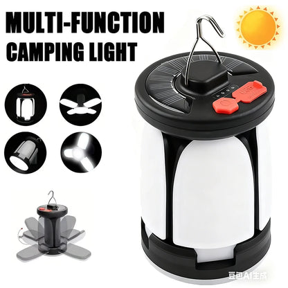 Solar LED Rechargeable Lantern (6 Modes, Power Bank)