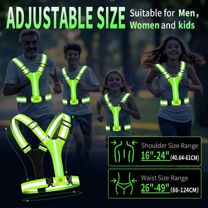 LED Reflective Running Vest (USB Rechargeable)