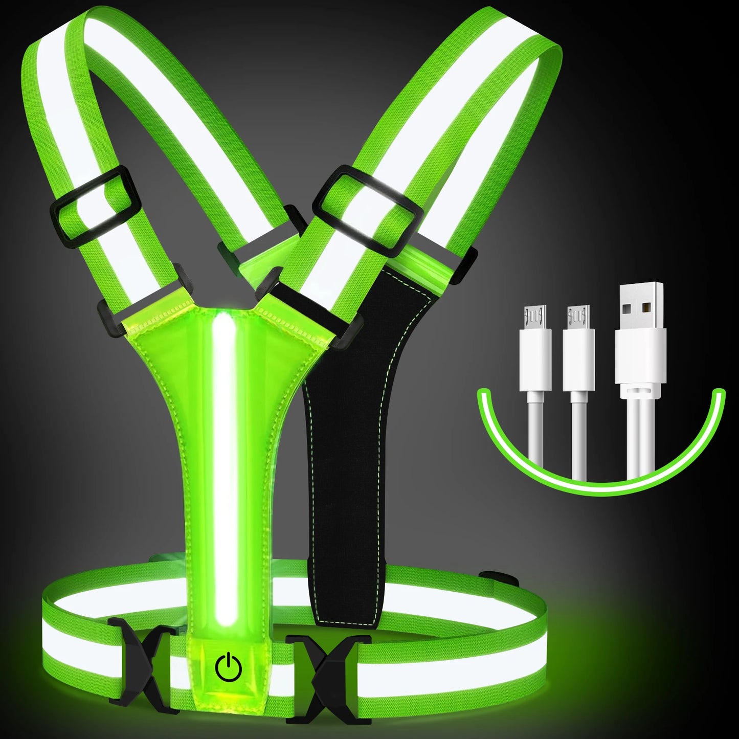 LED Reflective Running Vest (USB Rechargeable)