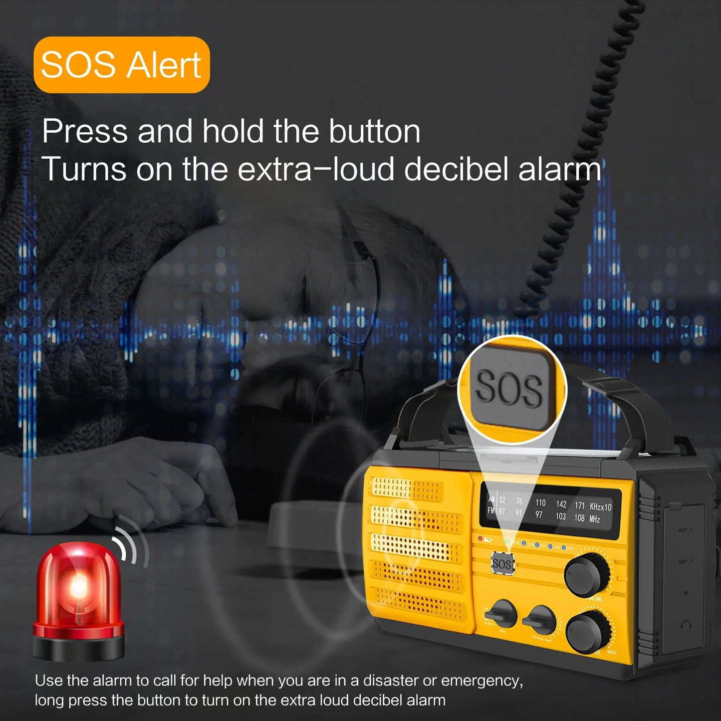 Solar Hand Crank Emergency Radio (AM/FM, Flashlight)