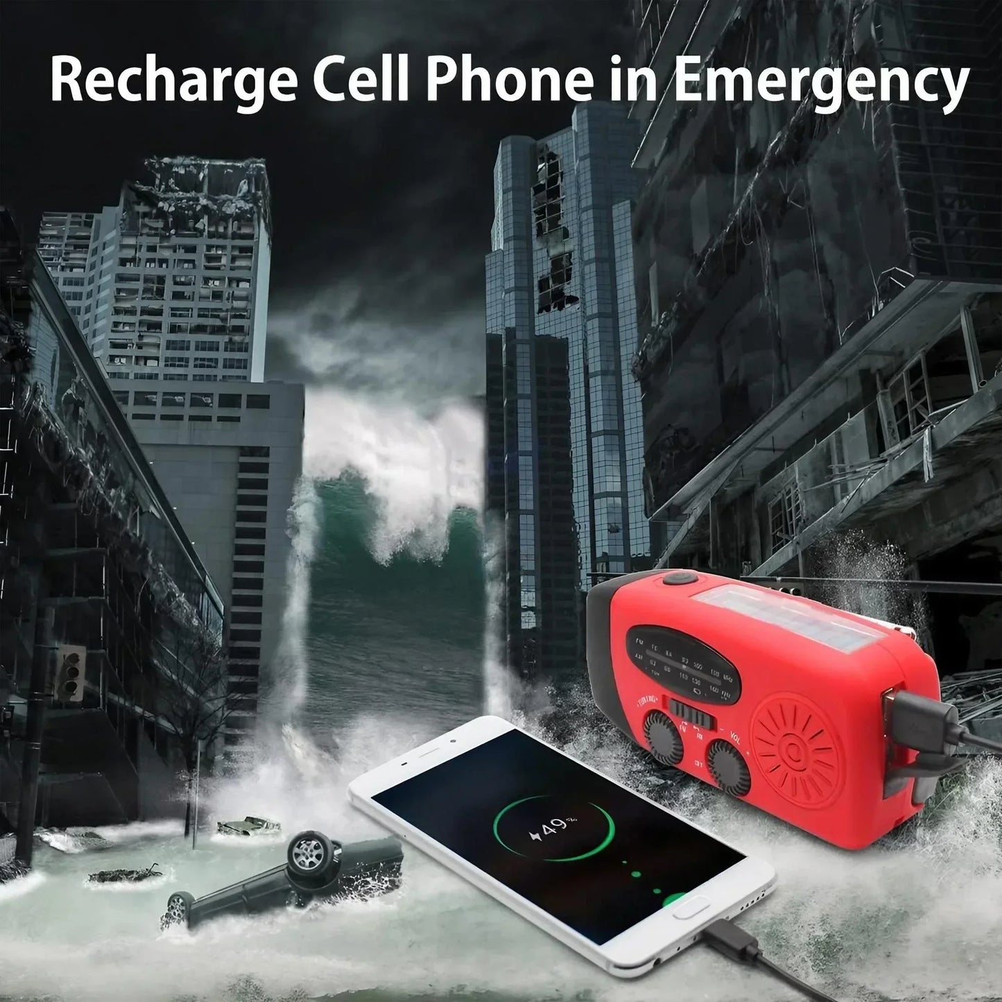 Solar Hand Crank Emergency Radio (AM/FM, Flashlight)