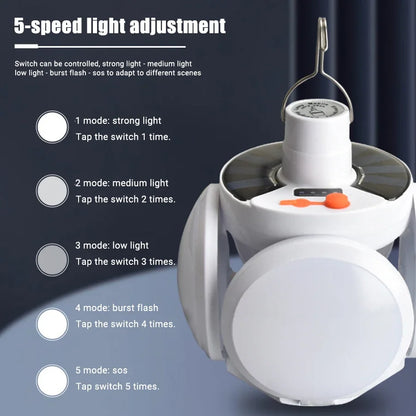 Solar LED Rechargeable Lantern (6 Modes, Power Bank)